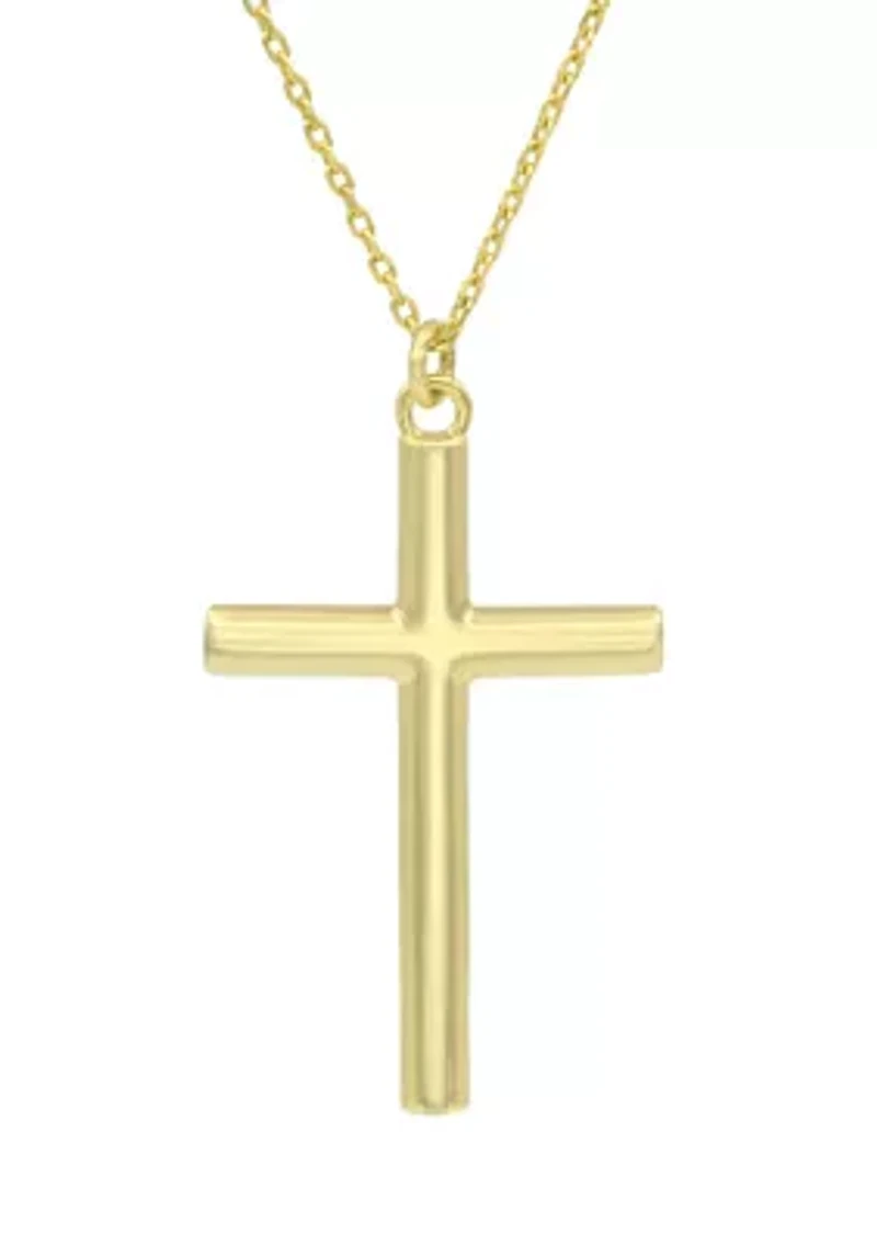 Gold Tone Delicate Matte Cross Pendant Necklace