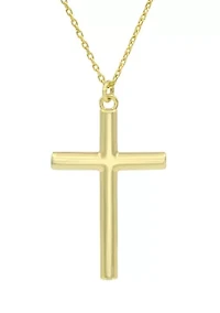 Gold Tone Delicate Matte Cross Pendant Necklace