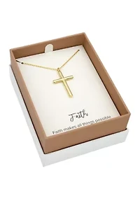 Gold Tone Delicate Matte Cross Pendant Necklace