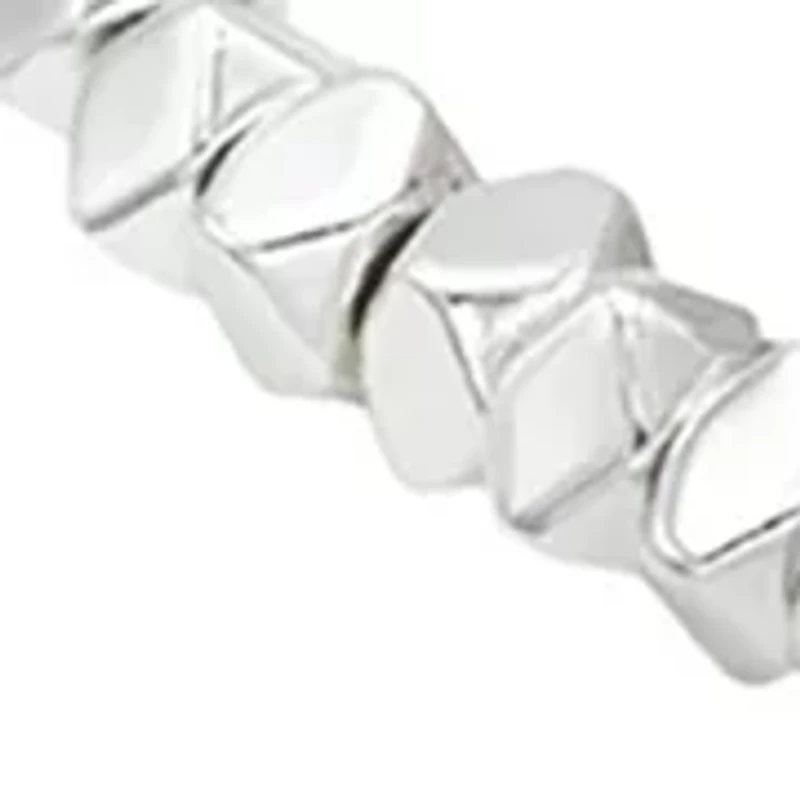 Lab Grown Silver Tone Crystal and Heart Charm Bracelet Set