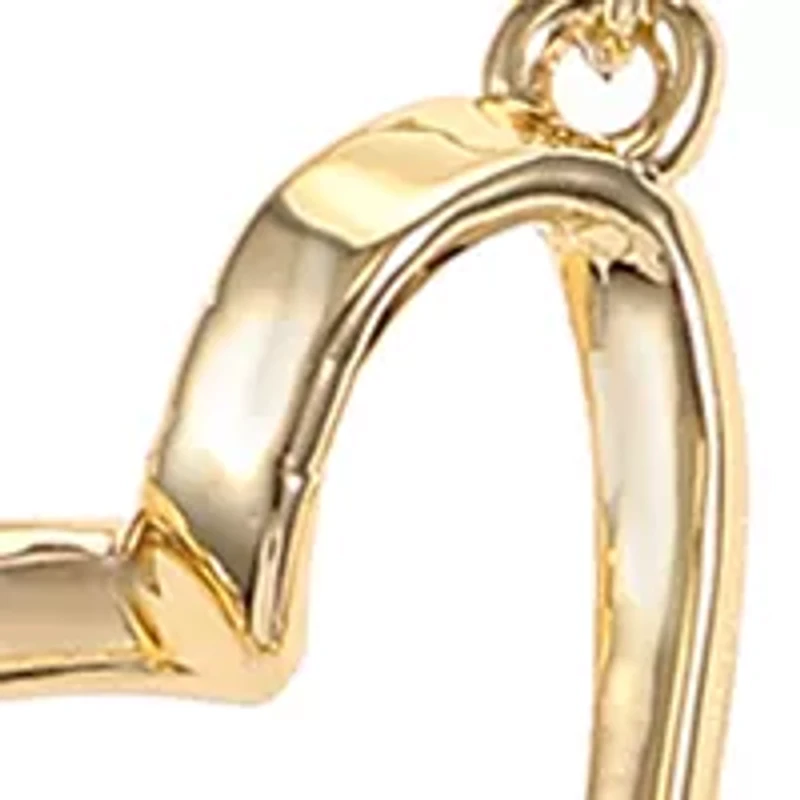 Lab Created Gold Tone MOP Cross and Open Heart Necklace Duo Set