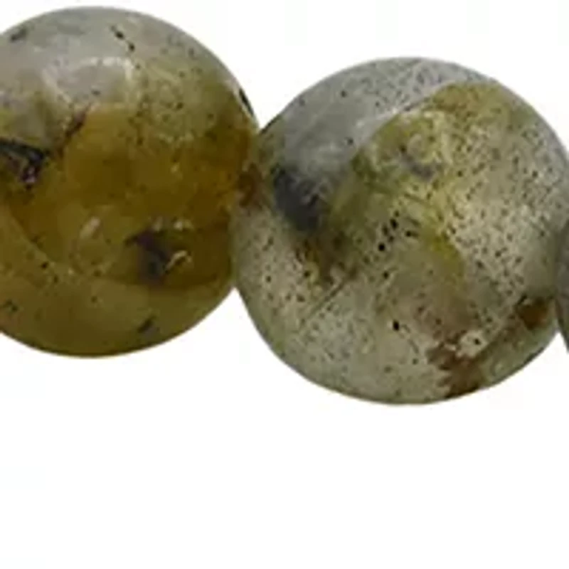 Silver Tone Spectrolite Beaded Engraved Bar Bracelet