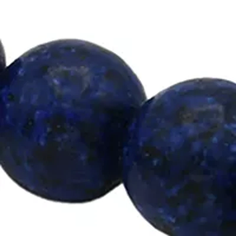 Silver Tone Lapis Beaded Engraved Bar Bracelet