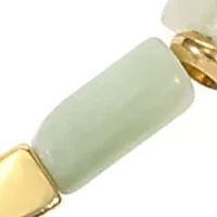 Gold Tone Green Agate Bead  with Gold Bar Bracelet