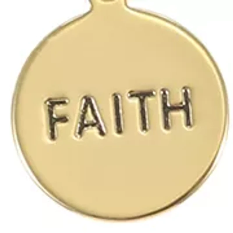 Gold Tone Green Multi Pearl Bead with Faith Charm Bracelet Duo Set