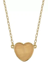 Gold Tone Rose Quartz Heart Pendant Necklace