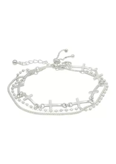 Cross Charm Chain Multi-Strand Bracelet 