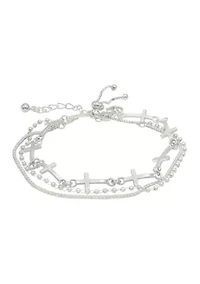 Cross Charm Chain Multi-Strand Bracelet 