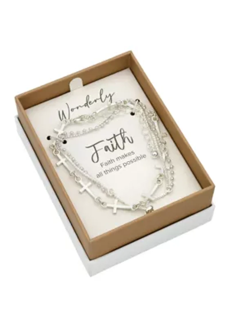 Cross Charm Chain Multi-Strand Bracelet