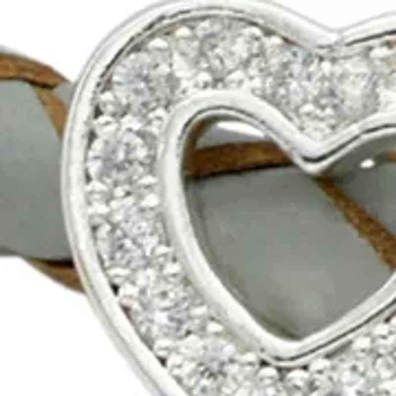 Leather Bracelet with Cubic Zirconia LOVE charms