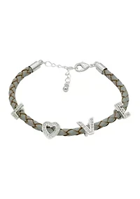 Leather Bracelet with Cubic Zirconia LOVE charms