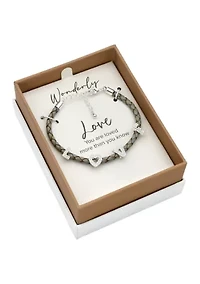 Leather Bracelet with Cubic Zirconia LOVE charms