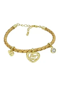 Leather Bracelet with Cubic Zirconia Best Friend Charm