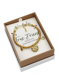 Leather Bracelet with Cubic Zirconia Best Friend Charm