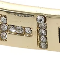 Lab Grown  Gold Tone Cubic Zirconia Faith Bar White Beaded Bracelet