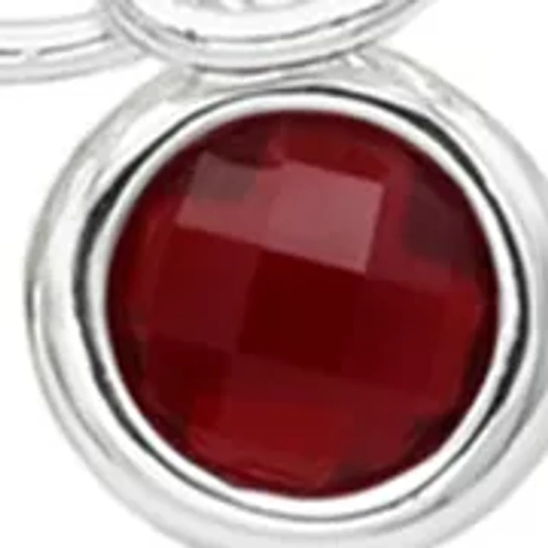 Lab Grown Silver Tone Red Leather Multistrand Bracelet with Love Charm