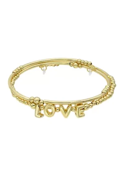 Beaded Gold Tone Wrap Bracelet with LOVE Lettering