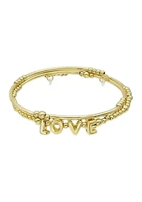  Beaded Gold Tone Wrap Bracelet with LOVE Lettering