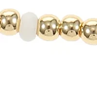 Gold Tone Beaded Bracelet and Chain with Cross Charm Bracelet Duo Set