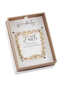 Gold Tone Beaded Bracelet and Chain with Cross Charm Bracelet Duo Set