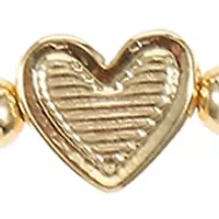 Gold Tone Beaded Bracelet with Heart Charm and Multi Strand Link and Beaded Bracelet Set