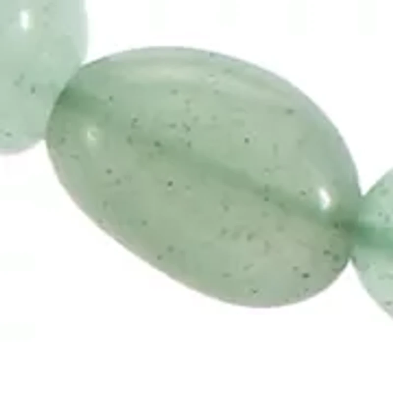 Silver Tone Chain and Aventurine Bead Bracelet Duo