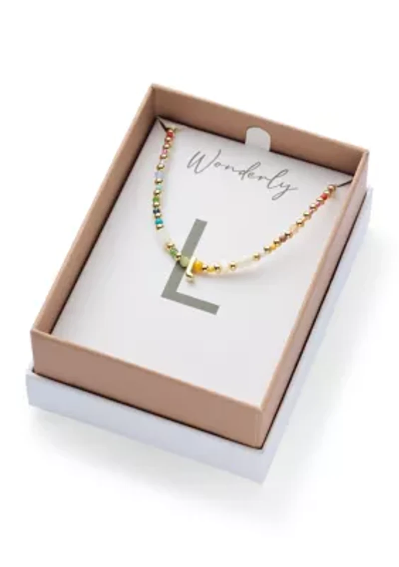 Beaded Initial Stretch Bracelet 