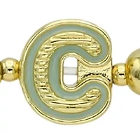 Gold Tone and Multi Beaded Bracelet Duo with Enamel K Initial Charm