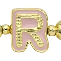 Gold Tone and Multi Beaded Bracelet Duo with Enamel K Initial Charm