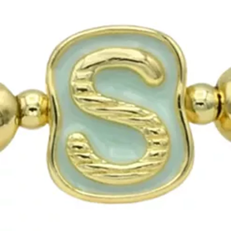 Initial Charm Multi Beaded Bracelet Set