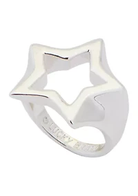 Silver Tone Open Star Ring