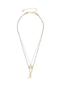 Gold Tone Hat and Boot Layer Necklace