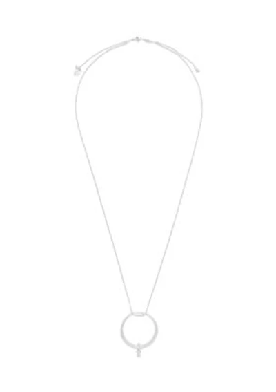 Silver Tone Pierced Hoop Necklace