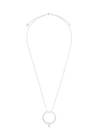 Silver Tone Pierced Hoop Necklace