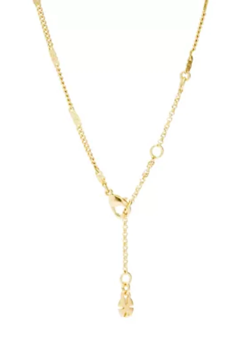 Gold Tone Ocean View Pendant Necklace