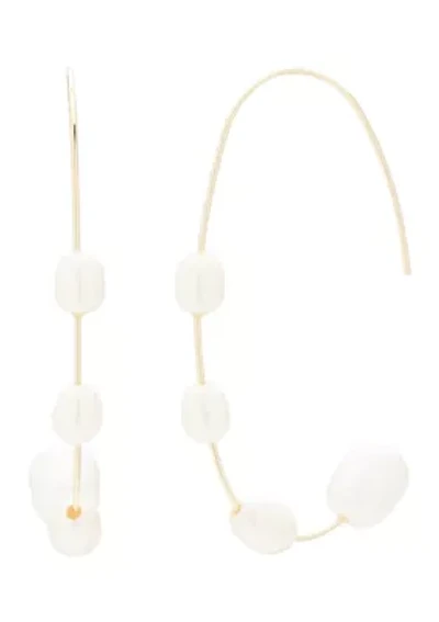 Gold Tone Large Pearl Oval Earrings