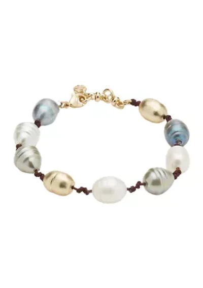 Leather and Pearl Bracelet