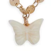 Pearl Layer Etched Butterfly Necklace