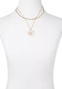 Gold Tone Daisy Beaded Layer Necklace