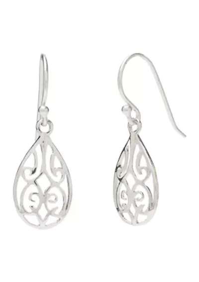 Sterling Silver Teardrop Filigree Earrings