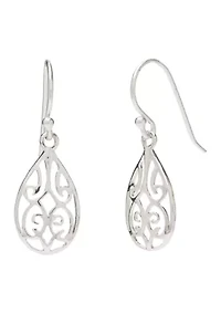 Sterling Silver Teardrop Filigree Earrings