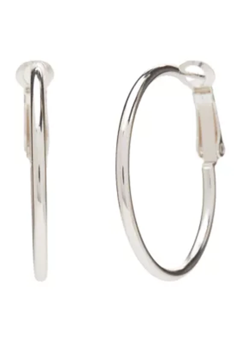 Sterling Silver Clutch Hoop Earrings