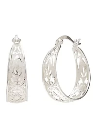 Sterling Silver Filigree Hoop Earrings