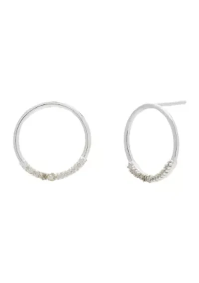 Sterling Silver Round Cubic Zirconia Stud Earrings