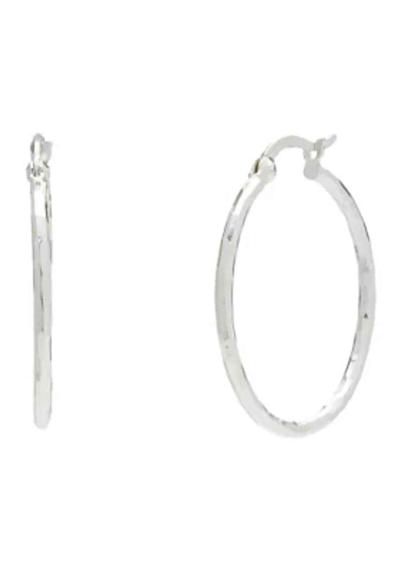 Sterling Silver Hammered Hoop Earrings