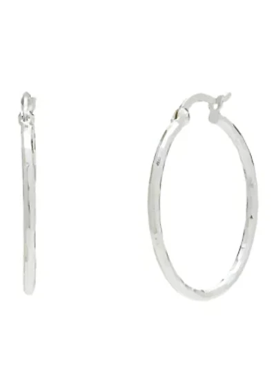 Sterling Silver Hammered Hoop Earrings