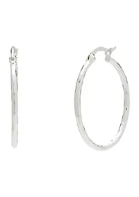 Sterling Silver Hammered Hoop Earrings