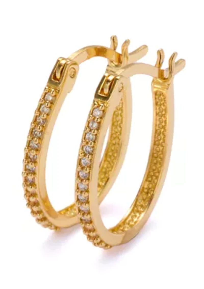 Lab Grown Plated Hoop Clear Cubic Zirconia Earrings