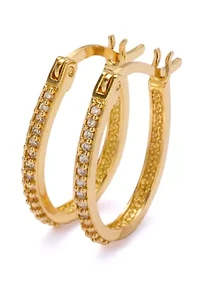 Lab Grown Plated Hoop Clear Cubic Zirconia Earrings