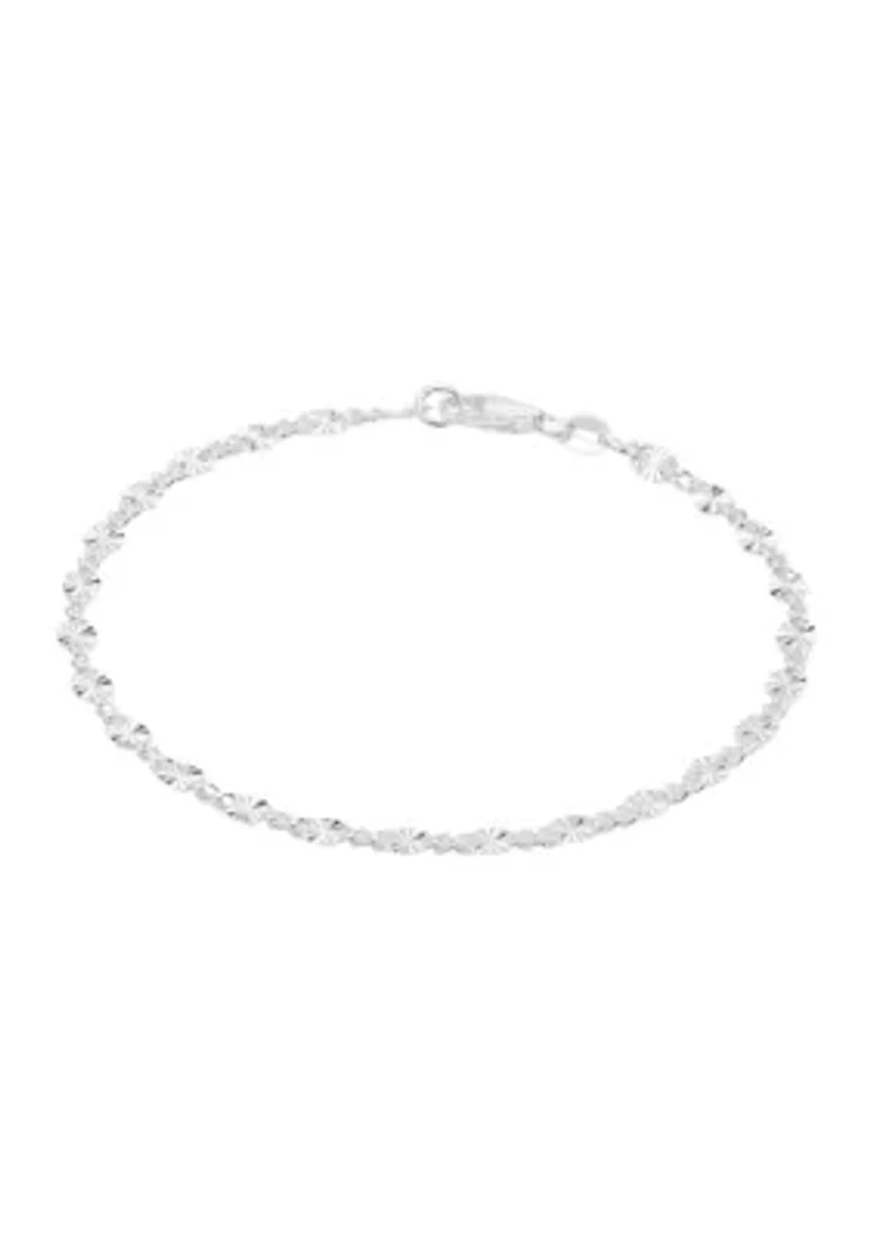Sterling Silver Oval Disc Chain Bracelet